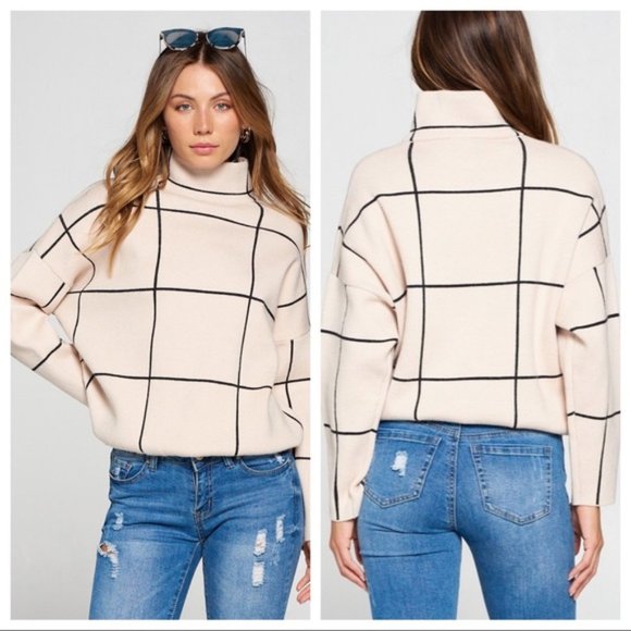 Vici Sweaters - LAST ONE - GRIDLOCK TURTLENECK KNIT SWEATER